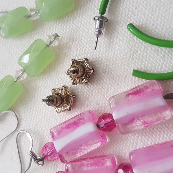 Set of 6 Pink & Green Earring Bundle (pierced ears) - Picture 7 of 14